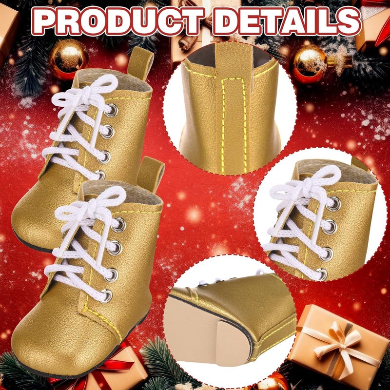 Bencailor 3 Pairs Winter 18 Inch Doll Boots and Shoes Christmas Dolls Shoes American Themed Boots Skates for Dress up(Groovy Style) - Image 3
